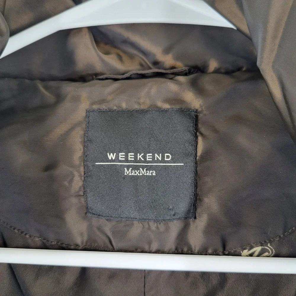 Weekend Max Mara Puffer Coat Belted Shawl Collar Puffy Goose Down Jacket Brown M